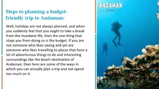 Steps to planning a budget-friendly trip to Andaman