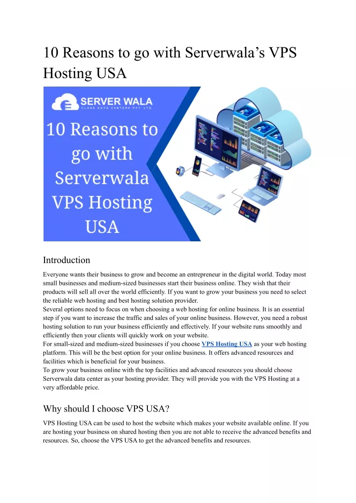 10 reasons to go with serverwala s vps hosting usa