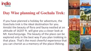 Day Wise planning of Gochala Trek