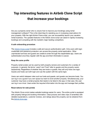 top interesting features in airbnb clone script