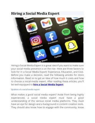 Hiring a Social Media Expert