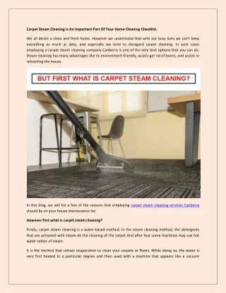 Carpet Steam Cleaning Is An Important Part Of Your Home Cleaning Checklist