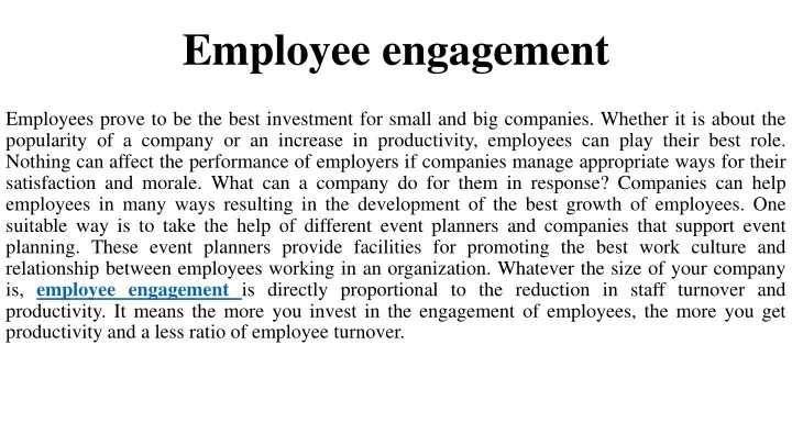 e mployee engagement