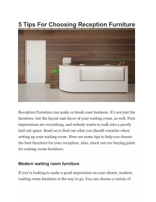 5 Tips For Choosing Reception Furniture