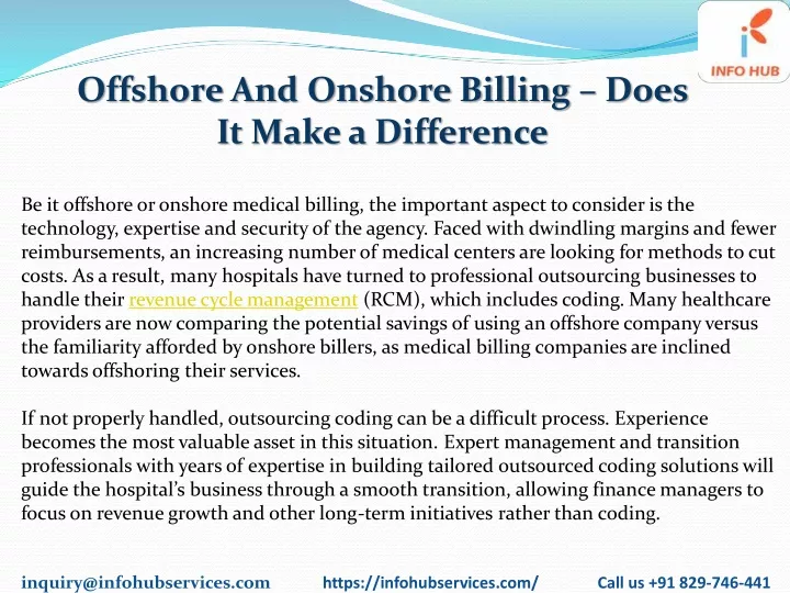 offshore and onshore billing does it make