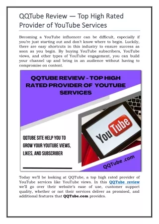 QQTube Review — Top High Rated Provider of YouTube Services