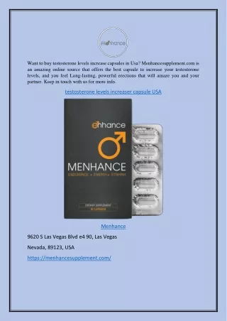 Testosterone Levels Increaser Capsule Usa Menhancesupplement.com
