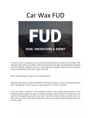 Car Wax FUD