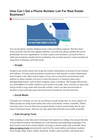 how can i get a phone number list for real estate