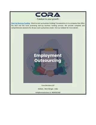 Start Up Business Funding | Corasolutions.in