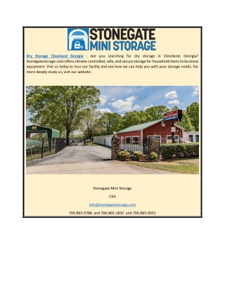 Dry Storage Cleveland Georgia | Stonegatestorage.com