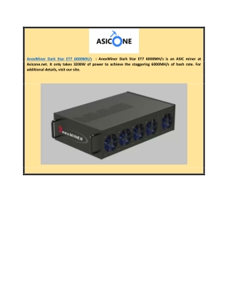 Anexminer Dark Star Et7 6000mh/s | Asicone.net