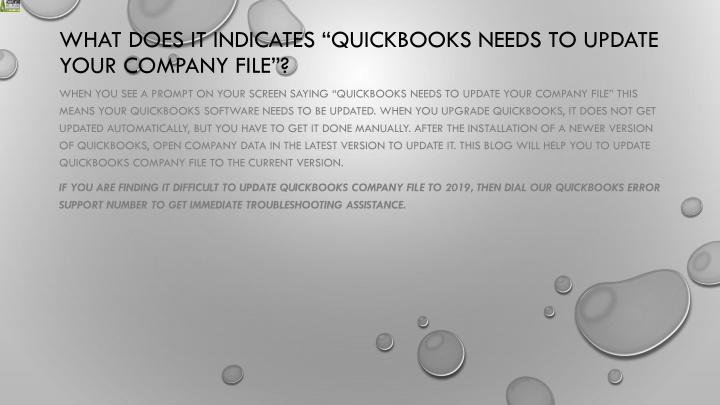 what does it indicates quickbooks needs to update your company file