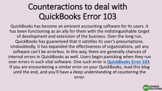 counteractions to deal with quickbooks error 103