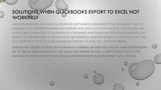 solutions when quickbooks export to excel not working