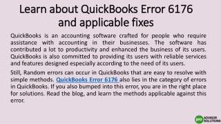 learn about quickbooks error 6176 and applicable fixes