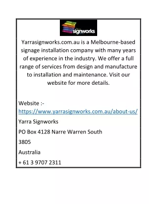 Signage Installation Melbourne  Yarrasignworks.com.au