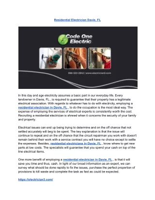residential electrician davie fl