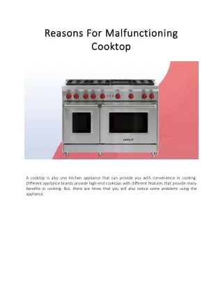 Reasons For Malfunctioning Cooktop