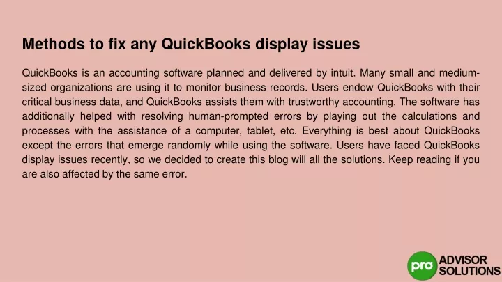 methods to fix any quickbooks display issues