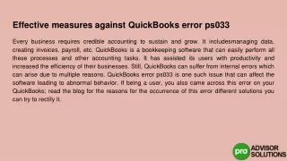 effective measures against quickbooks error ps033