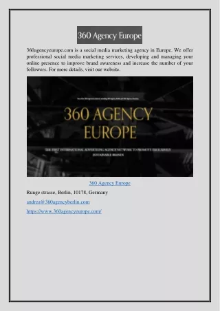 Social Media Marketing Agency in Europe 360agencyeurope.com