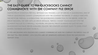 the easy guide to fix quickbooks cannot communicate with the company file error