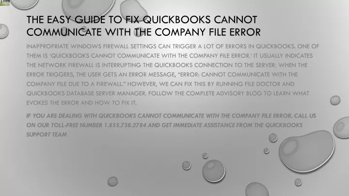 the easy guide to fix quickbooks cannot communicate with the company file error