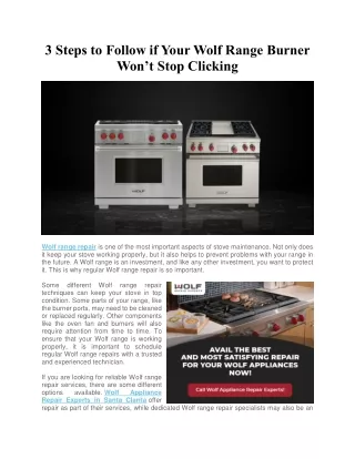 3 Steps to Follow if Your Wolf Range Burner Won