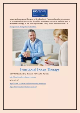 Occupational Therapist New Lambton Functionalfocustherapy.com.au