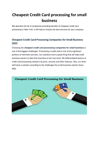 Cheapest Credit Card processing for small business