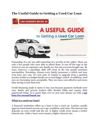 the useful guide to getting a used car loan