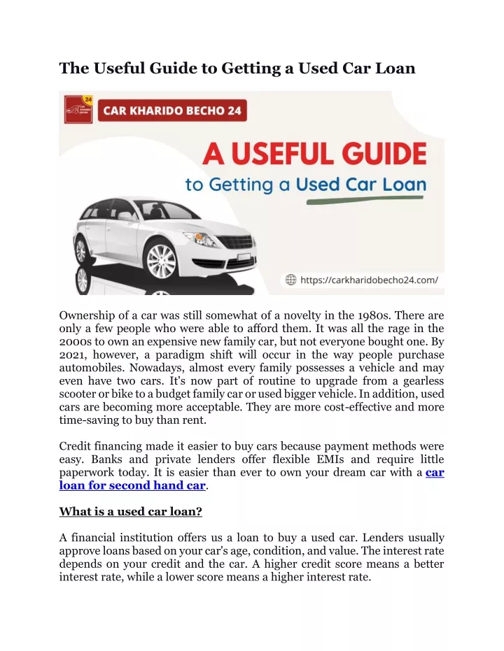 the useful guide to getting a used car loan