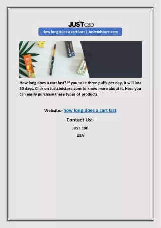 How long does a cart last | Justcbdstore.com