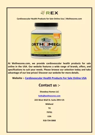 Cardiovascular Health Products for Sale Online Usa | Wellnessrex.com
