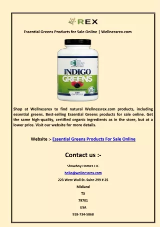 Essential Greens Products for Sale Online Wellnessrex.com