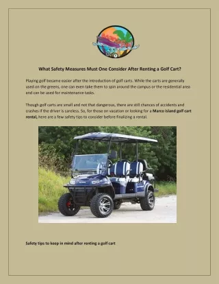 Hire the Best & Affordable Marco Island Golf Cart Rental