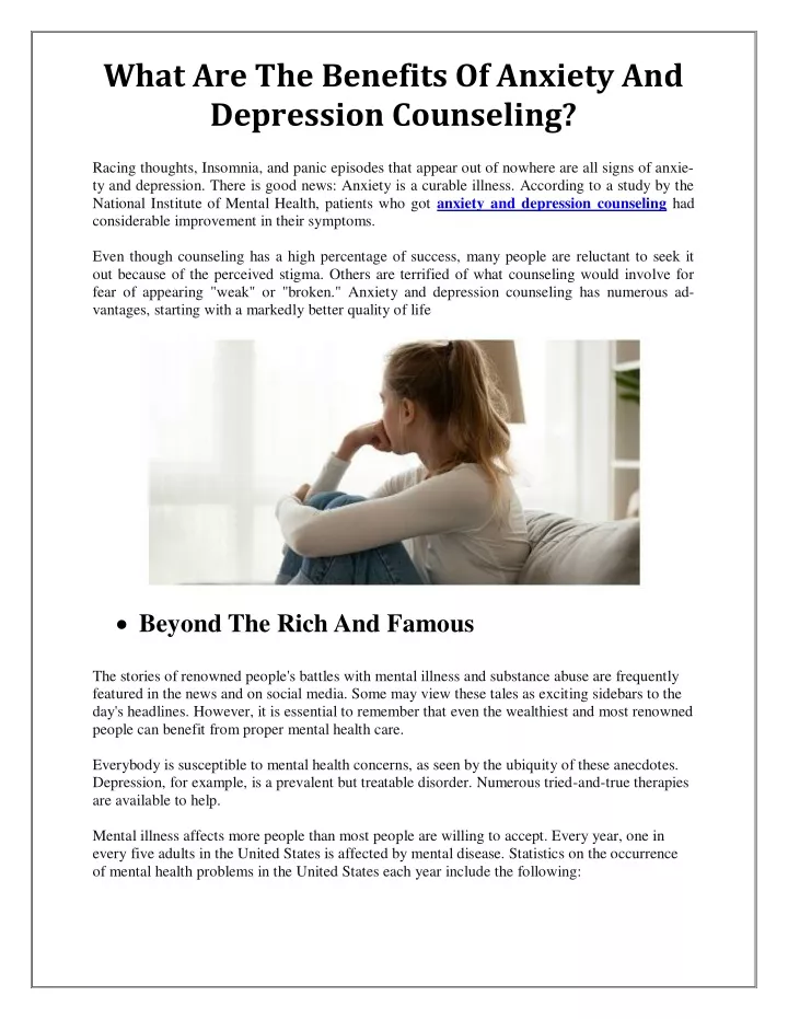 what are the benefits of anxiety and depression