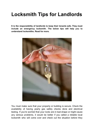 Locksmith Tips for Landlords