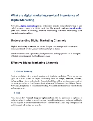 What are digital marketing services? Importance of Digital Marketing