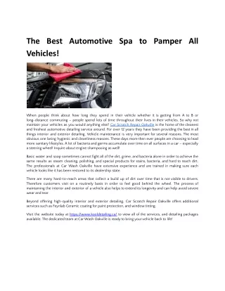 The Best Automotive Spa to Pamper All Vehicles!
