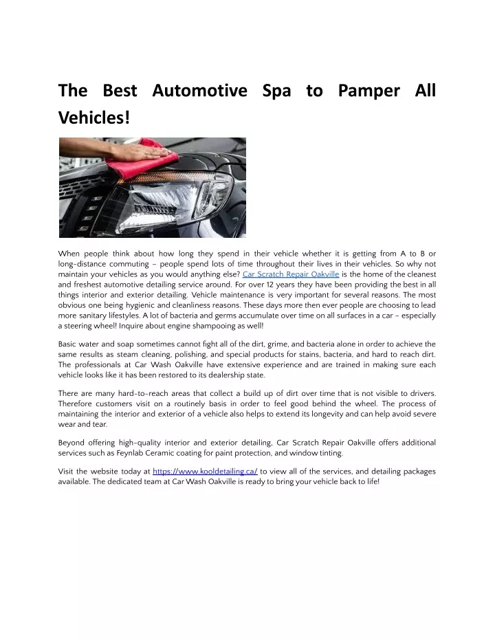 the best automotive spa to pamper all vehicles