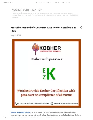 Kosher Certificate in india