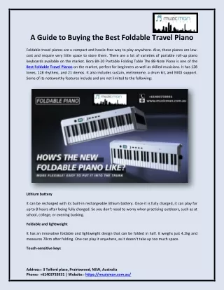 A Guide to Buying the Best Foldable Travel Piano