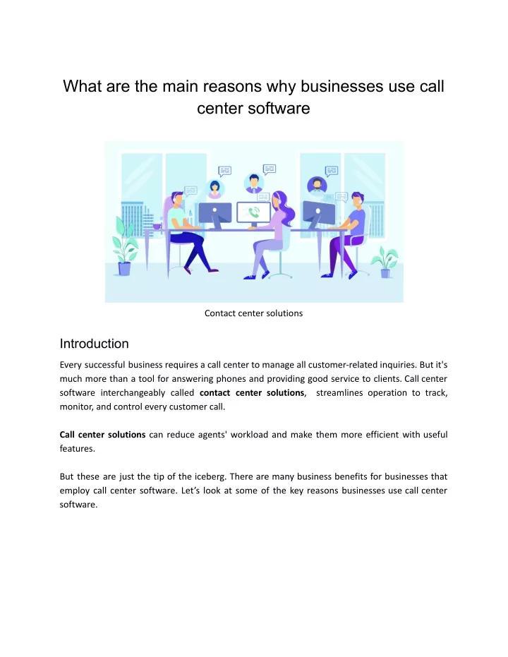 what are the main reasons why businesses use call