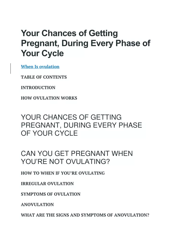 your chances of getting pregnant during every
