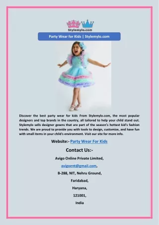Party Wear for Kids | Stylemylo.com