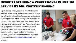 Benefits of Hiring a Professional Plumbing Service BY Mr. Rooter Plumbing