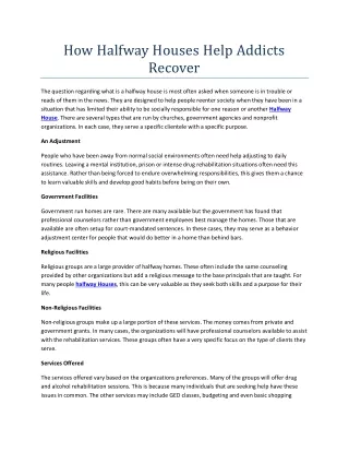 how halfway houses help addicts recover