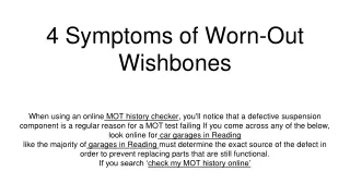 4 symptoms of worn out wishbones